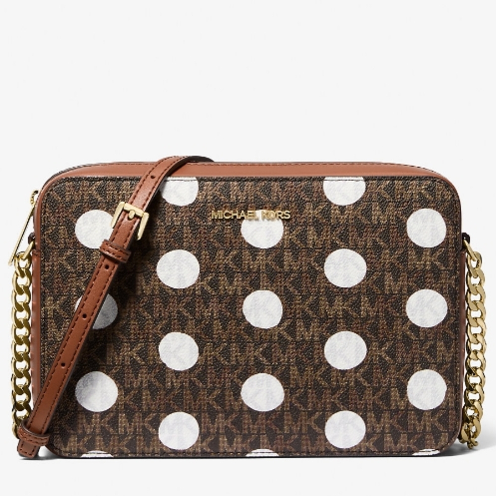Michael Kors Brown and White Crossbody Bag